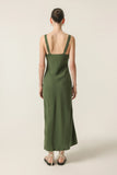 Harlow Cupro Slip Dress- Pine