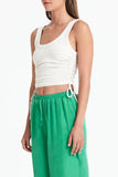 Mika Drawstring Tank- Cream Marle