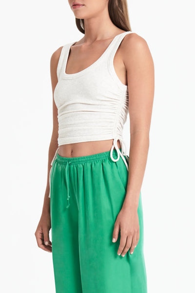 Mika Drawstring Tank- Cream Marle
