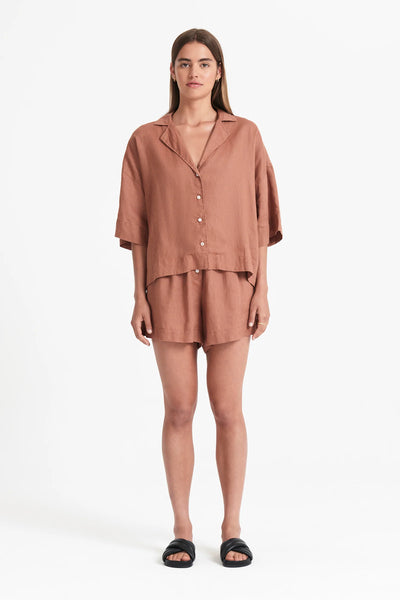 Lounge Linen Shirt- Terracotta