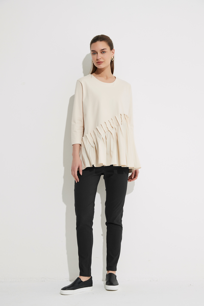 Woven Pleat Top- Cream