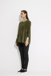 Woven Pleat Top- Khaki