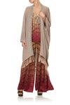 Metallic Knit Poncho W/ Tassels- Coastal Treasure