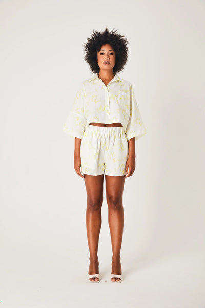 Linen Cropped Shirt- Ms Hadimi Lover