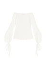 Off Shoulder Balloon Sleeve Top- Ivory