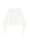 Off Shoulder Balloon Sleeve Top- Ivory