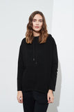 Spliced Funnel Neck Top- Black