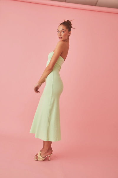 STRAPLESS A LINE MIDI DRESS - MINT