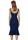 V Flare Midi Dress- Royal Navy