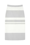 Stone Stripe Pencil Skirt- Stone/White