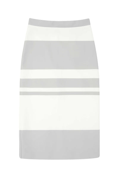 Stone Stripe Pencil Skirt- Stone/White