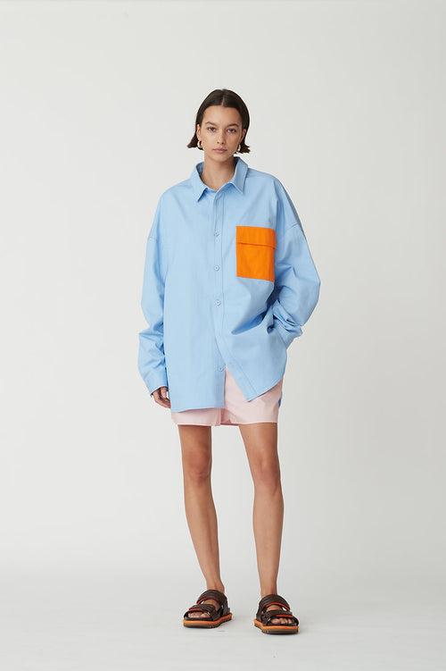 George Shirt in Blue/Orange