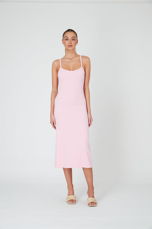 A LINE MIDI DRESS - CANDY PINK