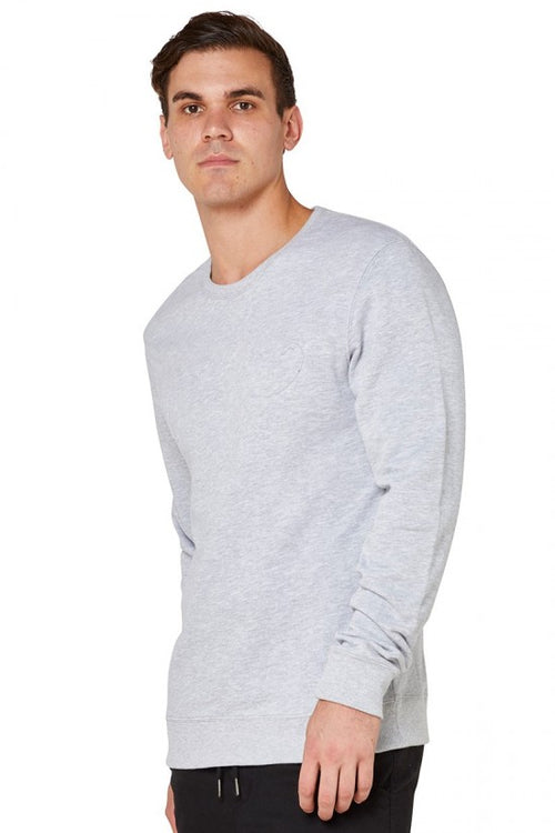 Script Embossed Crew- Grey Marle