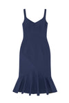 V Flare Midi Dress- Royal Navy