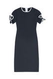 Tie Sleeve Tee Dress- Storm/White