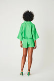 LINEN CROPPED SHIRT - GREEN