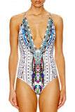 Plunge Front Low Back Onepiece- Maasai Mosh