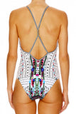 Plunge Front Low Back Onepiece- Maasai Mosh