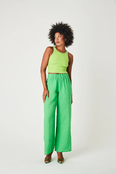 LINEN PANTS - GREEN