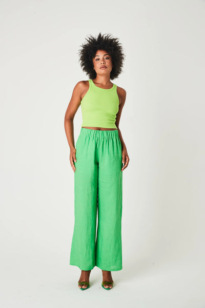Cropped Racer Tank- Green
