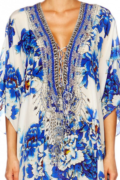 Short Lace Up Kaftan- Ring of Roses