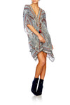 Short Lace Up Kaftan- Antique Batik