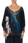 Raglan Sleeve Blouse W Cuff- Night Flight