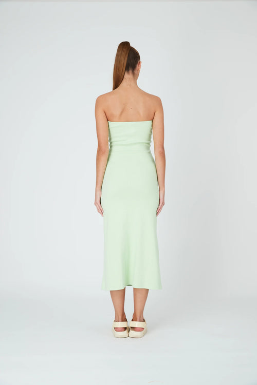 STRAPLESS A LINE MIDI DRESS - MINT