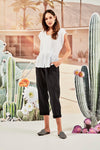 Ruffle Capri Pant- Black