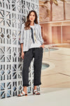 Frantic Ruffle Capri Pant- White