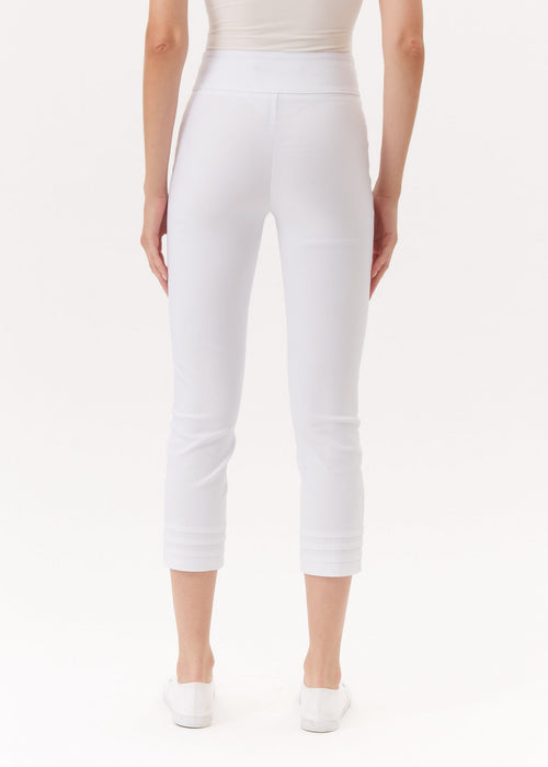 Crop with Hem Pleats Pants- White