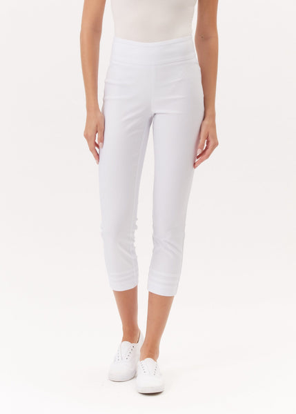 Crop with Hem Pleats Pants- White