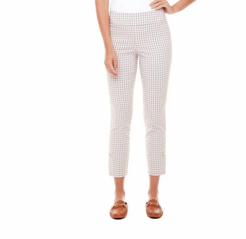 Tan/White Gingham Ankle Pant