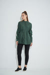 Straight Hem Shirring Shirt- Sycamore