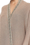 Metallic Knit Poncho W/ Tassels- Coastal Treasure