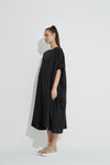 Double Drawcord Dress- Black