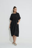 Double Drawcord Dress- Black
