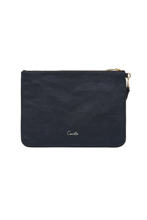 Zip Top Clutch- Solid Black