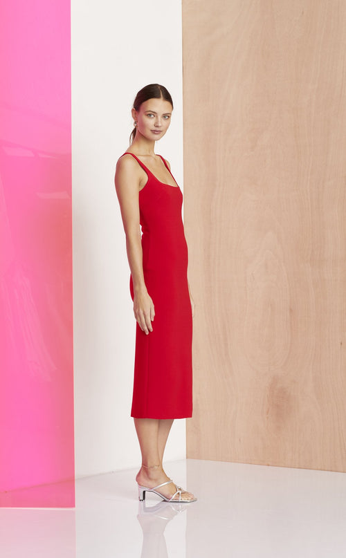 C'est Magnifique Midi Dress- Red