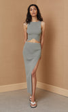 Versailles Knit Midi Skirt- Sage