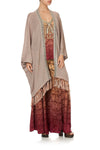 Metallic Knit Poncho W/ Tassels- Coastal Treasure