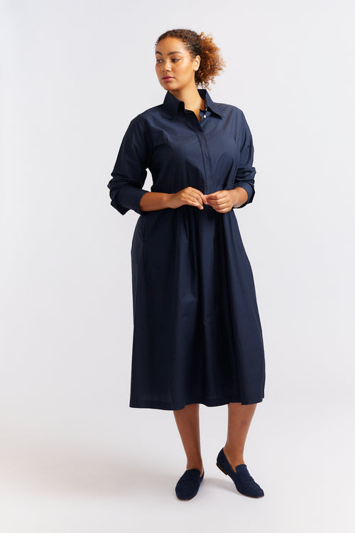 JUNIPER DRESS POPLIN NAVY