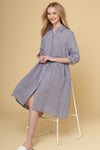 Maxine Dress In Houndstooth- Light Blue