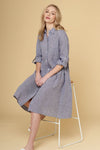 Maxine Dress In Houndstooth- Light Blue