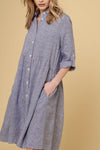 Maxine Dress In Houndstooth- Light Blue