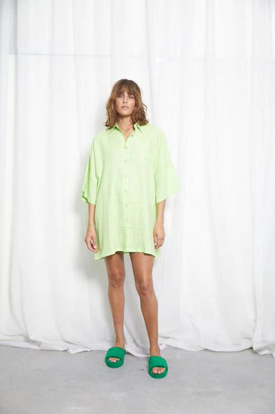 Linen Oversized Shirt Dress- Splice