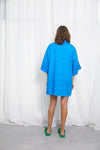 Linen Oversized Shirt Dress- Azure