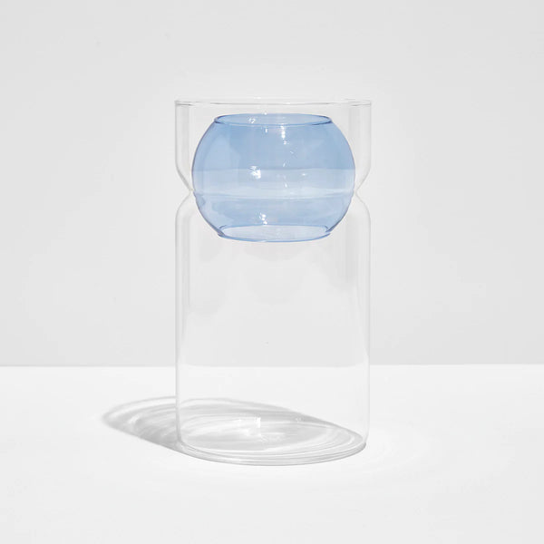 Balance Vase- Clear + Blue
