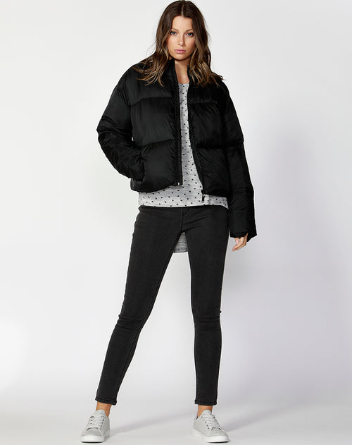 Dylan Cropped Puffer Jacket- Black